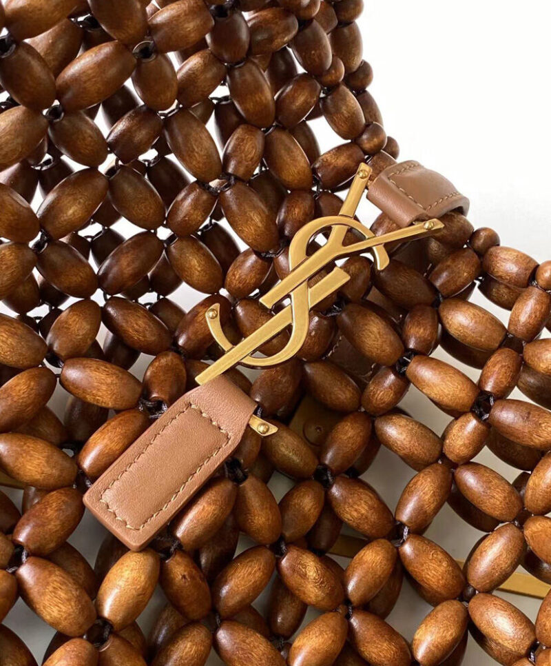Saint Laurent Le 5 A 7 Large In Wood Beads 823807 Coffee